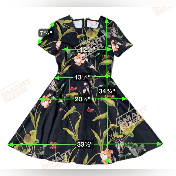 Ted Baker Dress Moven Floral Skater Fit And Flare Botanical Black Size 1 - Picture 7 of 8